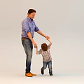Group of People Including Adults and Children Interacting in White Background Setting