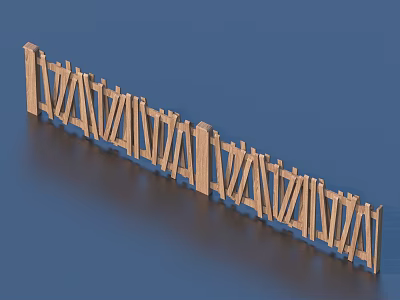 Decorative Wooden Garden Ornament Fence With Geometric Pattern Design Elements 3d model