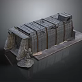 Industrial Building Structure Model With Metal Framework Grid Roof And Base Platform