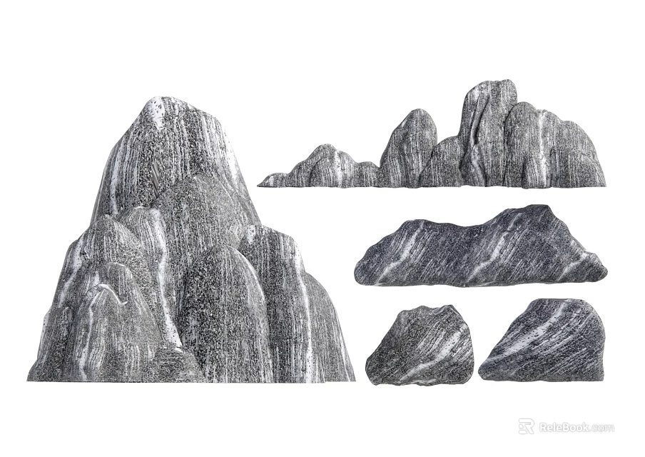 Natural Stone Decorations With Various Shapes And Intricate Textures 3d model