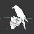 Silver Raven Perched On Skull With Crown As Flying Animal Decoration