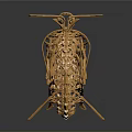 Golden Motorcycle Skeleton Model With Intricate Design Metallic Texture On Dark Background