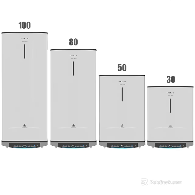 Four Different Sizes White Vertical Daily Use Appliances with 100 80 50 30 Capacity 3d model 