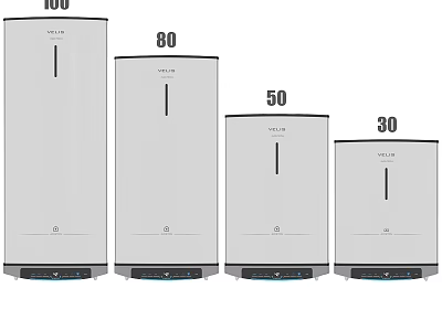 Four Different Sizes White Vertical Daily Use Appliances with 100 80 50 30 Capacity 3d model