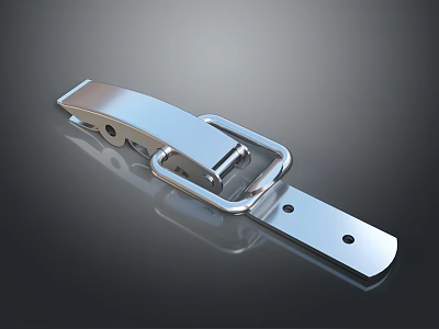 Shiny Silver Metal Clothing Buckle Accessory With Adjustable Design And Polished Surface 3d model