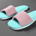 Soft Comfortable House Slippers With Pink Fuzzy Upper And Turquoise Sole