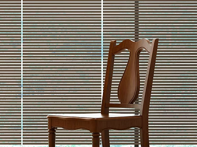 Classic Wooden Dining Chair in Interior Setting with Window Blinds Background 3d model
