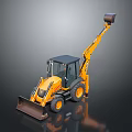 Yellow Heavy Duty Backhoe Loader With Front Bucket And Rear Arm