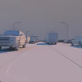 Modern And Arch Bridges Over Water With Vehicles And Traffic Movement
