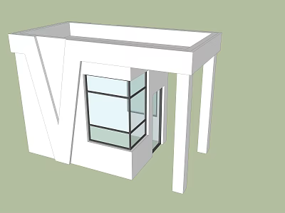 Modern Architectural 3D Model With Glass Windows White Walls And Support Columns 3d model