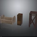 Small Wooden Furniture Collection Including Storage Box Square Container And Shelf Stand
