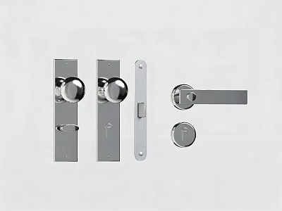 Modern Stainless Steel Door Lock Set With Handle Keyhole And Plate Design 3d model