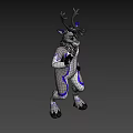 Game and Movie Deer Character With Antlers White Purple Fur Waving Hand