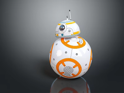 Smart Robot With Spherical Design White And Orange Color Top Antenna And Camera 3d model