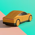 Golden Modern Car With Sleek Body Design Black Windows And Golden Wheels