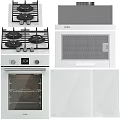 Modern Black Kitchen Appliances Set With Gas Stove Oven Range Hood And Induction Cooktop