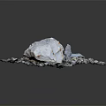 Natural Stone Display With Large White Stone And Small Pebbles On Dark Background