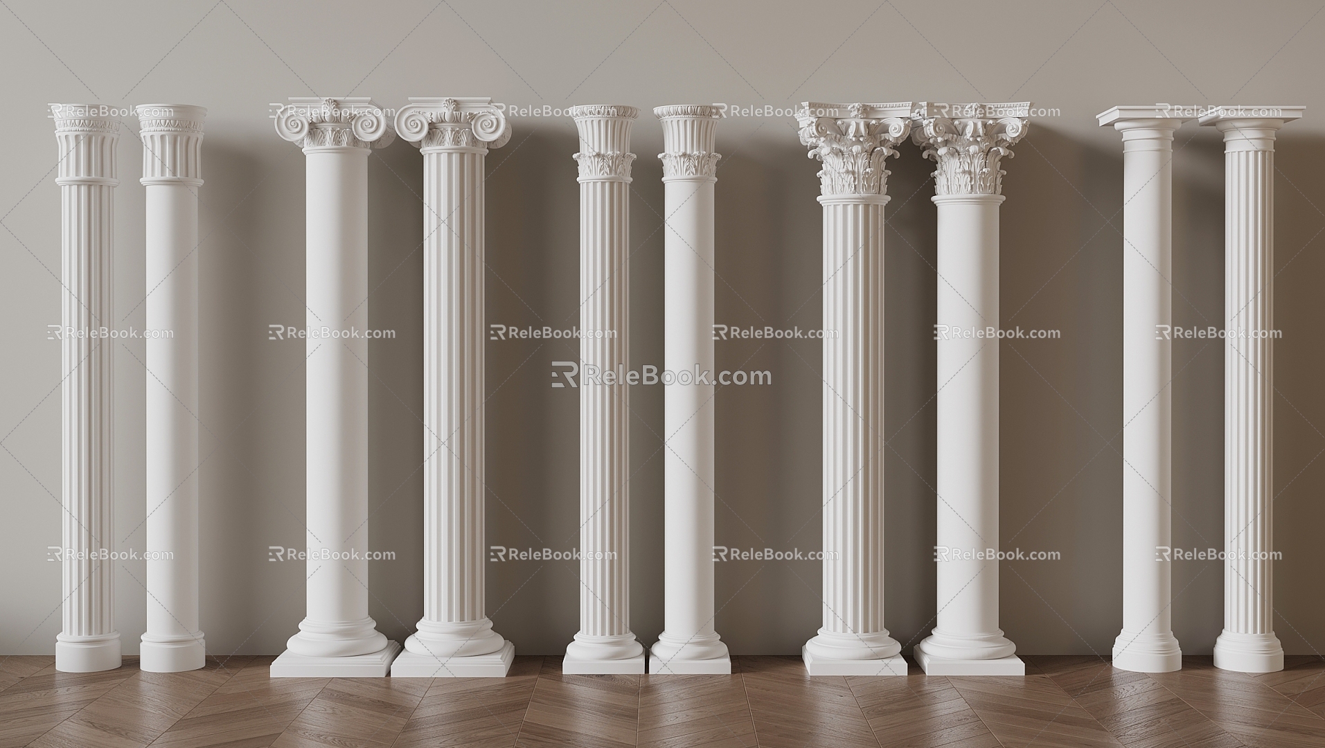 French Roman Column Gypsum Live 3d model