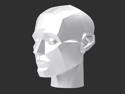 Game and Movie Character Low Poly White Human Head Model Side View Design 3d model
