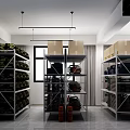 Warehouse Storage Space With Metal Shelves Boxes Camouflage Packages And Orange Gas Cylinders