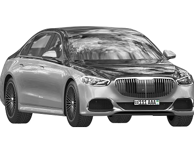 Luxury Silver Sedan Featuring Sleek Body Design Front Grille And Alloy Wheels 3d model