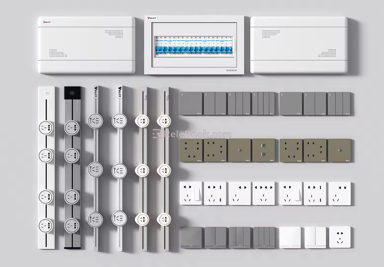 Modern switch socket combination rail socket intelligent switch air conditioning panel distribution box 3d model