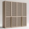 Modern Wardrobe With Lattice Design Door Panels And Light Wood Metal Frame