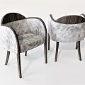 Modern Single Sofa With Gray Velvet Upholstery Curved Armrest And Wooden Legs