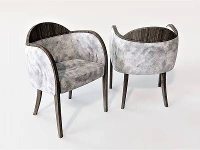 Modern Single Sofa With Gray Velvet Upholstery Curved Armrest And Wooden Legs 3d model