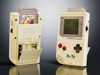 Retro Portable Game Players As Entertainment Electronics Featuring Toshiba Color Screen And Red Control Buttons 3d model