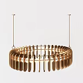 Modern Brass Hanging Pendant Lights With Circular And Rectangular Sleek Design For Interior Decor 3d model