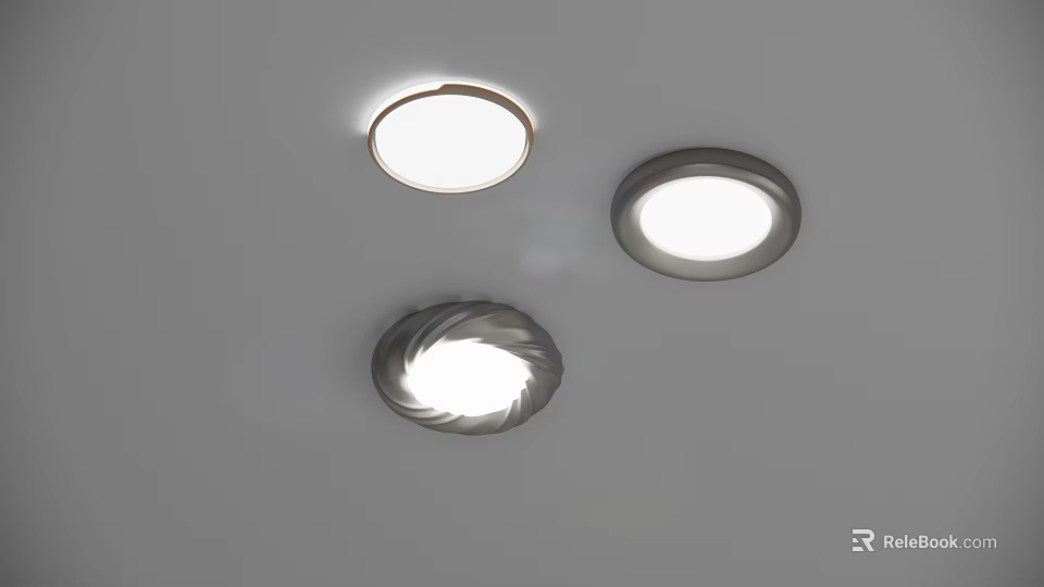 Three Modern Ceiling Lights With Round Design And Spiral Pattern For Home Interior 3d model 
