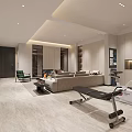 Modern Spacious Living Room With Sofas Coffee Table And Recessed Lighting