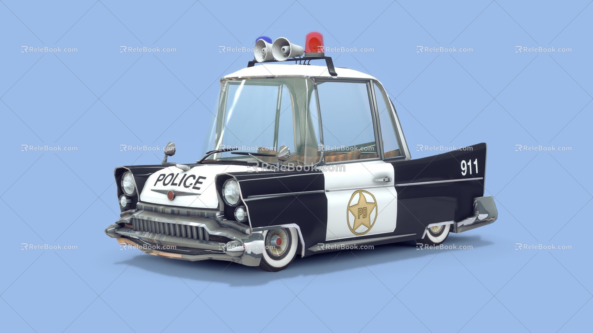 Cartoon Police Car 3d model