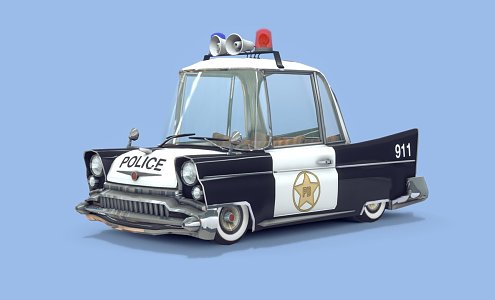 Cartoon Police Car 3d model