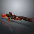 Rusty Tactical Weapon Rifle With Orange Parts Scope And Barrel Design 3d model