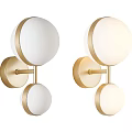 Modern Gold Wall Sconces with White Round Shades and Double Circular Design for Home Interior