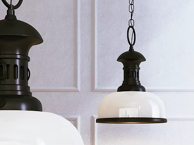 Modern Black And White Metal Chandelier With White Lampshade For Home Interior Decor 3d model