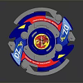 Vibrant Blue Red Spinning Top Featuring Dragon Pattern And Rotating Parts
