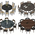Various Design Round Dining Table Sets With Matching Chairs For Home Interior 3d model
