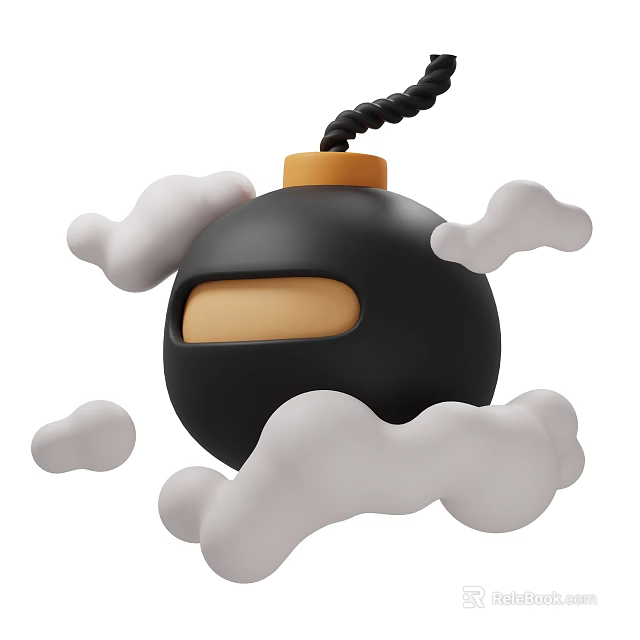 Decorative Ornament Set Featuring Black Spherical Design Orange Cap Black String And White Cloud Decorations 3d model