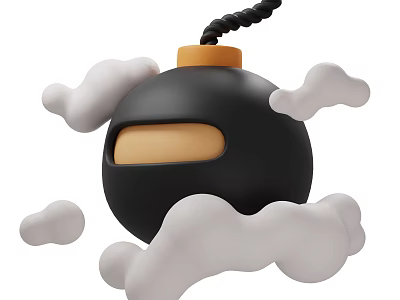 Decorative Ornament Set Featuring Black Spherical Design Orange Cap Black String And White Cloud Decorations 3d model