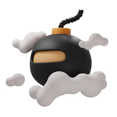 Decorative Ornament Set Featuring Black Spherical Design Orange Cap Black String And White Cloud Decorations 3d model