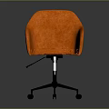 Modern Orange Fabric Swivel Chair With Armrests And Black Rolling Wheels