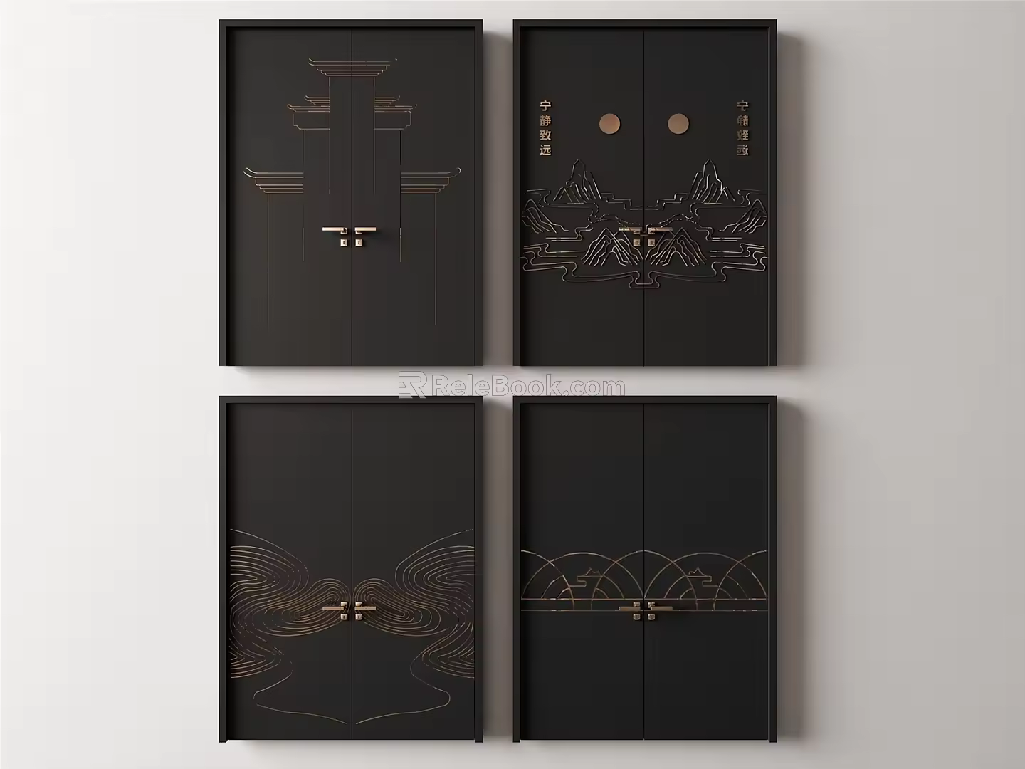 New Chinese Double Door 3d model