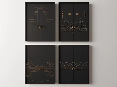New Chinese Double Door 3d model