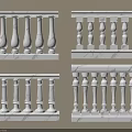 Elegant White Marble Railings With Various Classical Column Designs For Decor 3d model