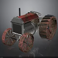 Vintage Red And Silver Tractor With Large Wheels And Classic Design