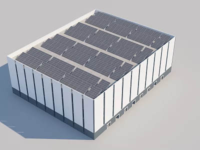 Modern Industrial Factory Building With Solar Panels Installed on Roof Top 3d model