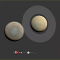 Jupiter and Saturn Planets with Spacecraft Model and Satellite Antenna